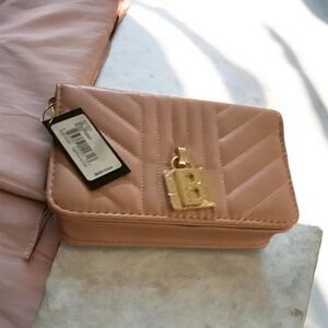 Blush Quilted Clutch with Gold Accent